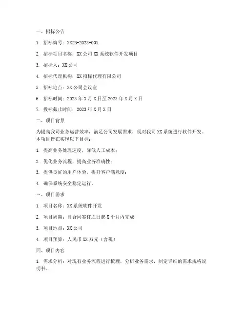软件类项目招标文件