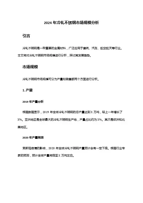 2024年冷轧不锈钢市场规模分析