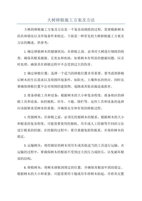 大树移植施工方案及方法