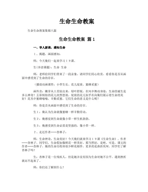 生命生命教案