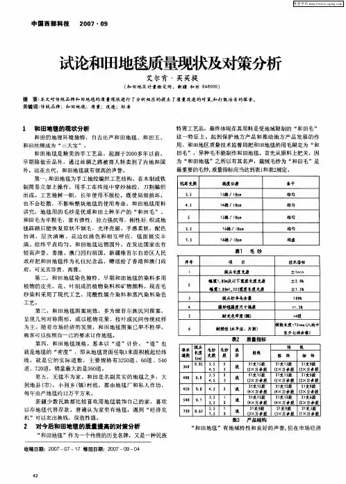 试论和田地毯质量现状及对策分析