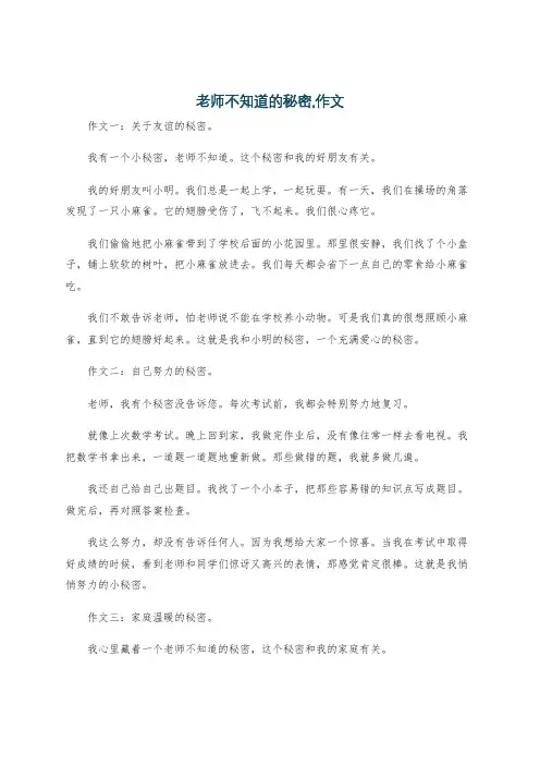 老师不知道的秘密,作文