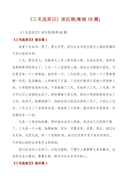 《三毛流浪记》读后感(集锦15篇)