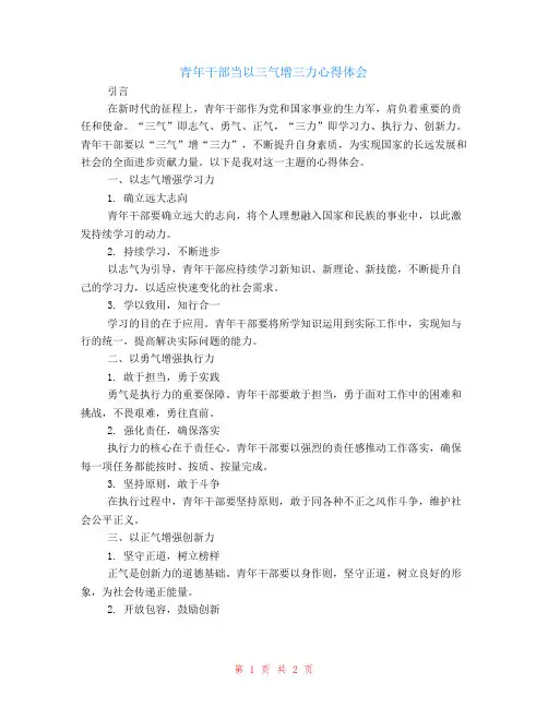 青年干部当以三气增三力心得体会