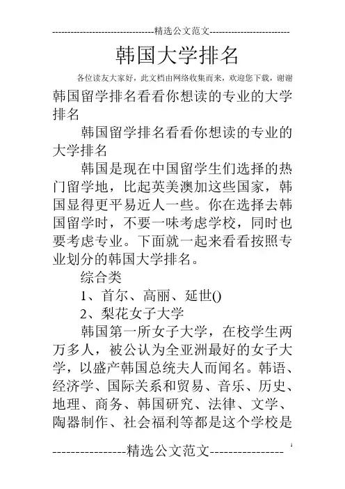 韩国大学排名