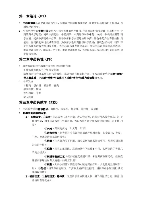 中药药理学重点