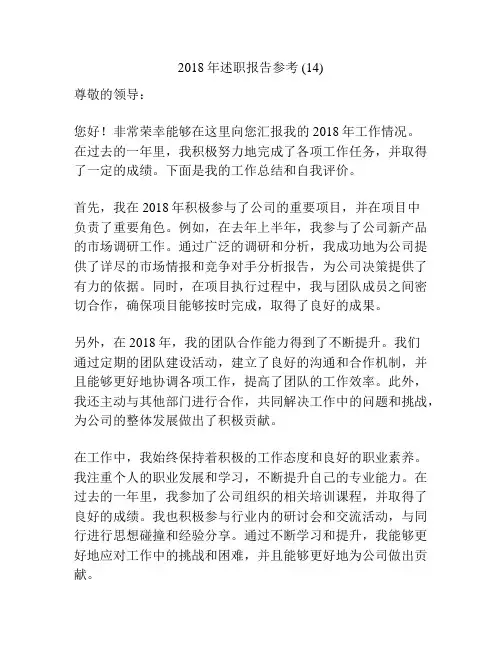 2018年述职报告参考 (14)