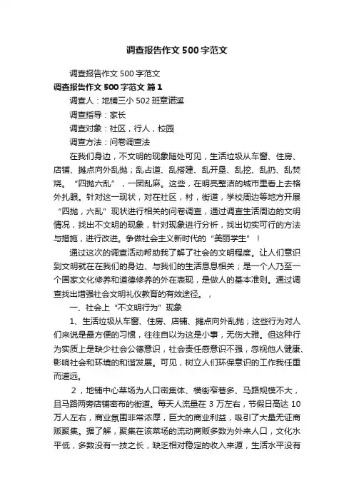 调查报告作文500字范文