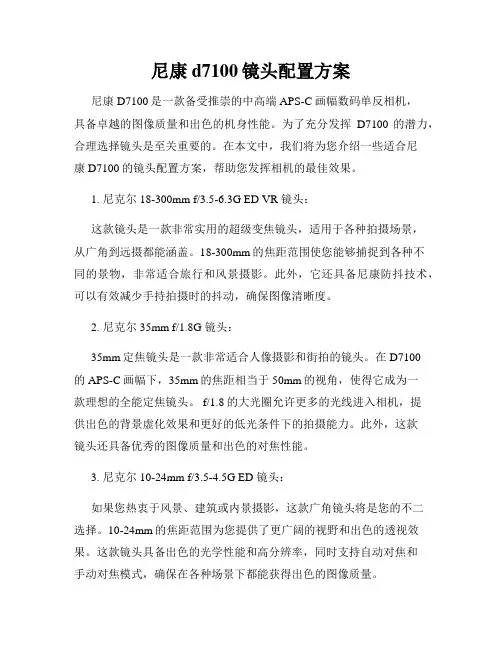 尼康d7100镜头配置方案