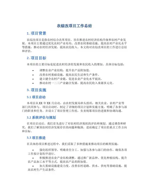 农综改项目工作总结