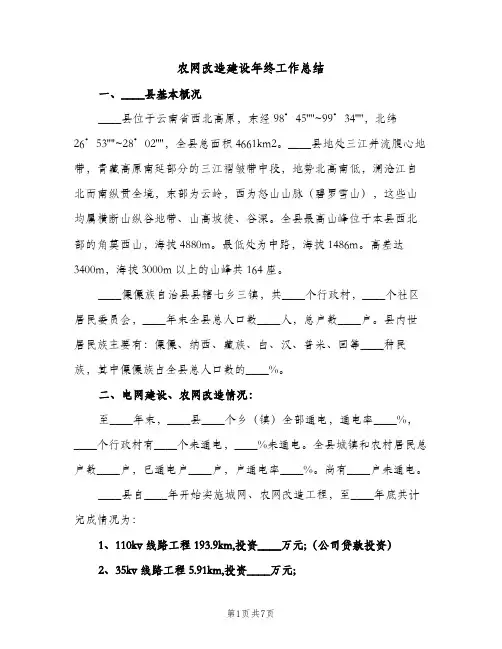 农网改造建设年终工作总结（2篇）