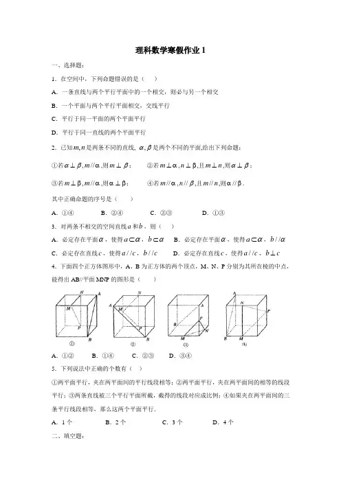 6学年高二(人教版)理科数学寒假作业