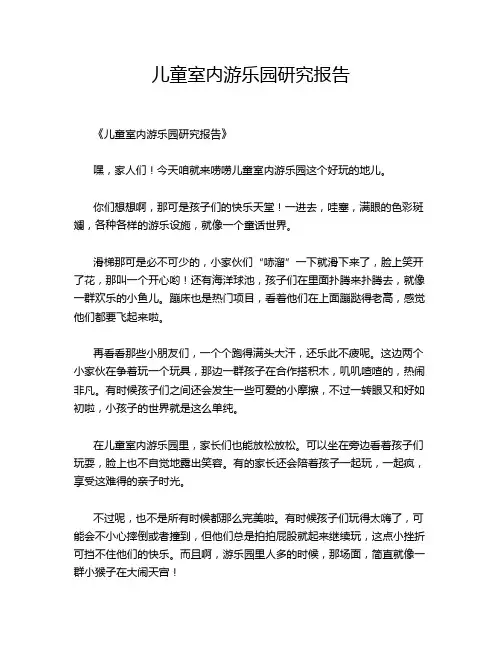 儿童室内游乐园研究报告