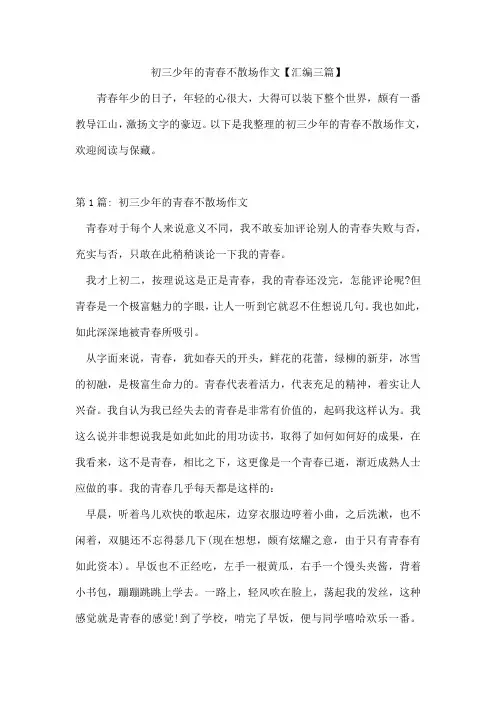 初三少年的青春不散场作文【汇编三篇】