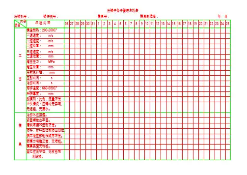 压铸件条件管理点检表