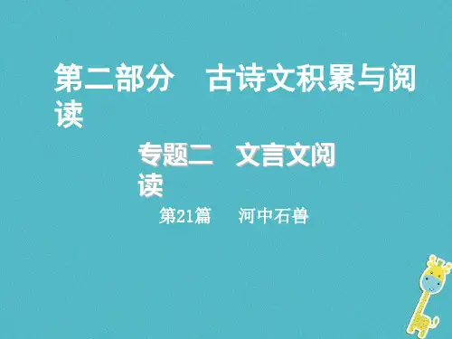 中考语文总复习第2部分专题2文言文阅读第21篇河中石兽课件
