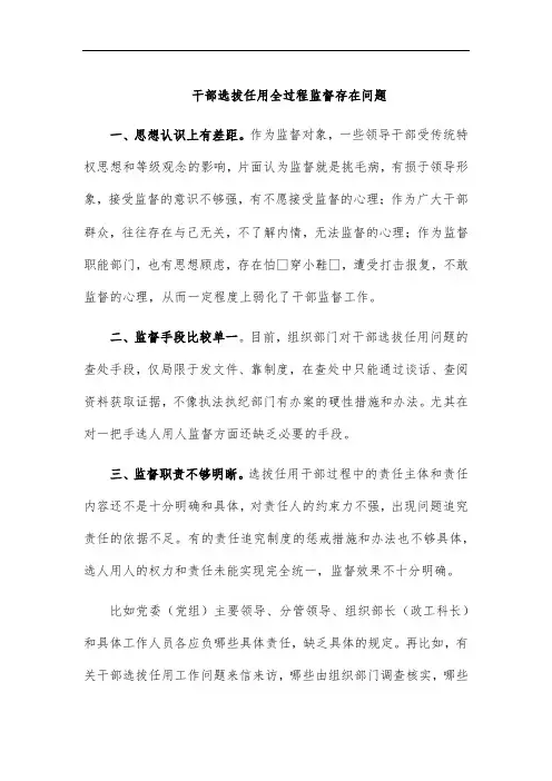 干部选拔任用全过程监督存在问题