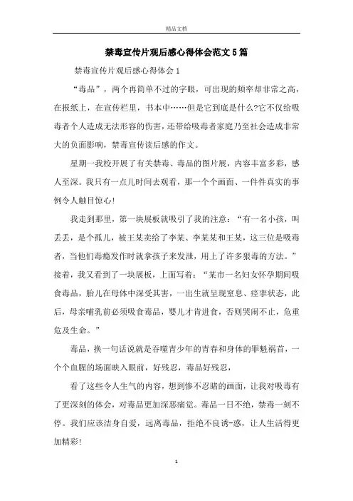 禁毒宣传片观后感心得体会范文5篇