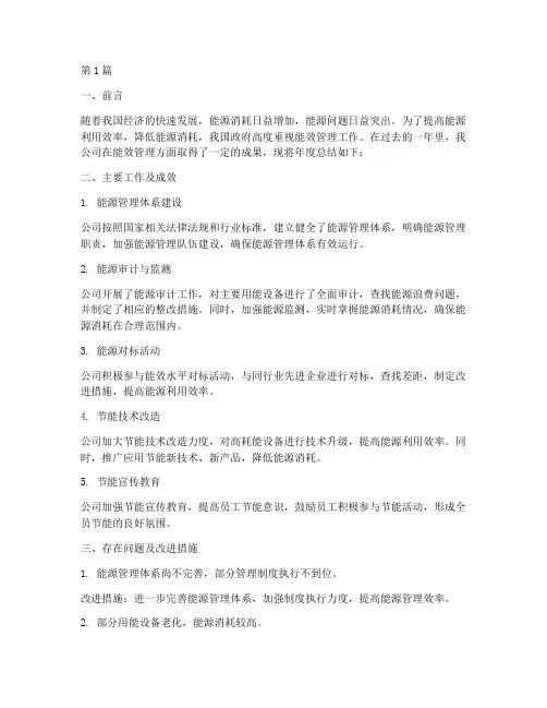 能效管理年度总结(3篇)