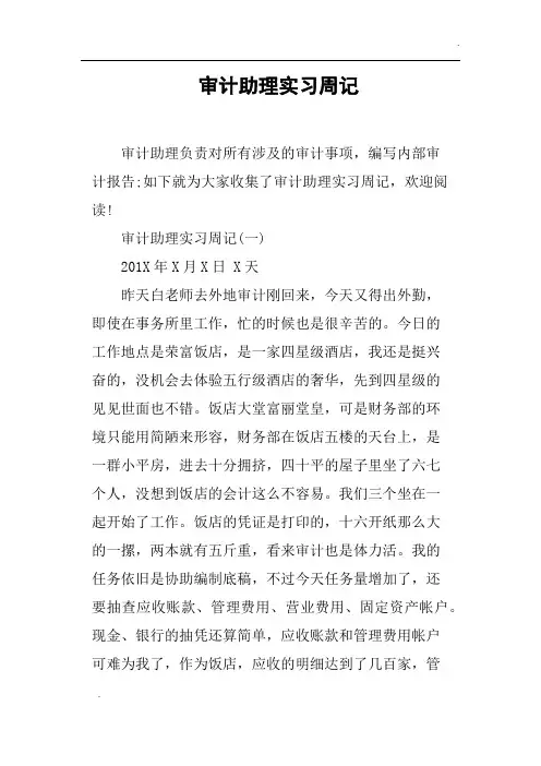 审计助理实习周记