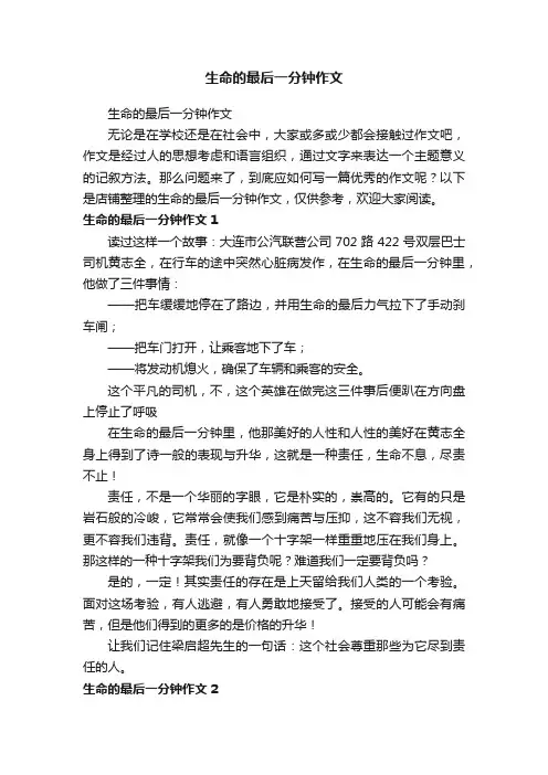 生命的最后一分钟作文