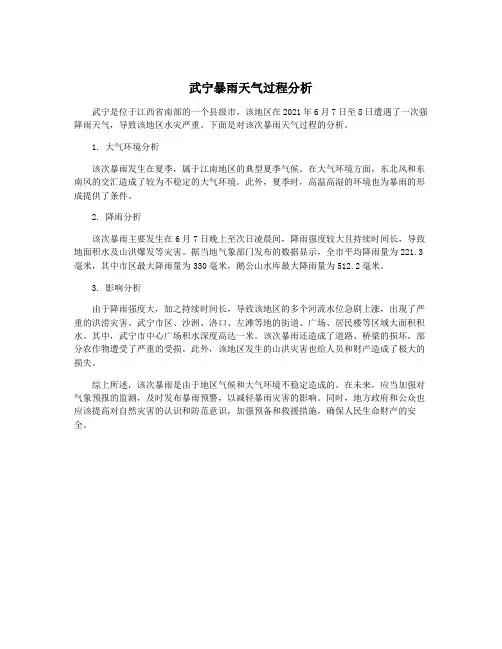 武宁暴雨天气过程分析
