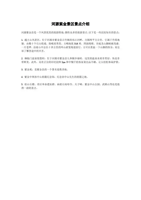 河源紫金景区景点介绍