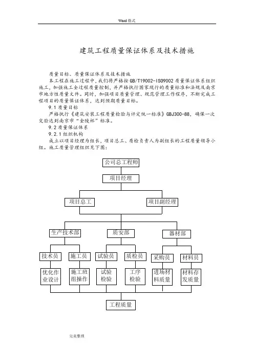 建筑工程质量保证体系和技术措施方案
