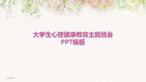 大学生心理健康教育主题班会PPT模板-2024鲜版