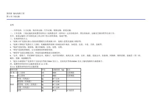 电力建设预算定额第四册输电线路章节说明