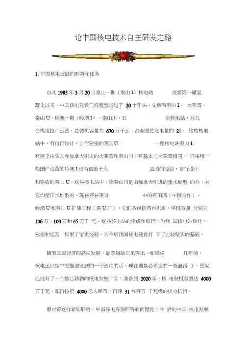 论中国核电技术自主研发之路