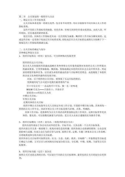 公关策划的一般程序和方法