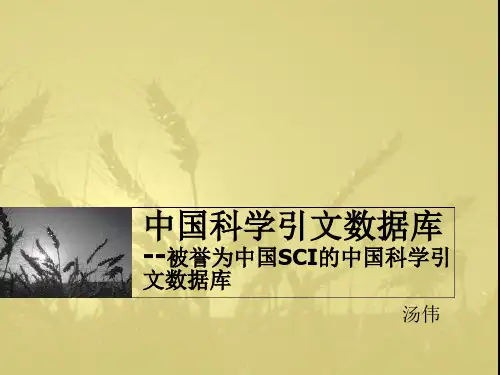 中国科学引文数据库被誉为中国SCI的中国科学引文数据库.ppt
