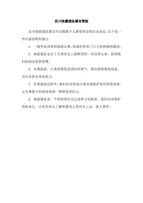 汶川地震遗址感言简短