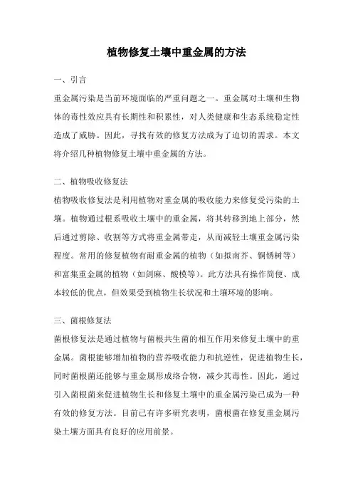 植物修复土壤中重金属的方法