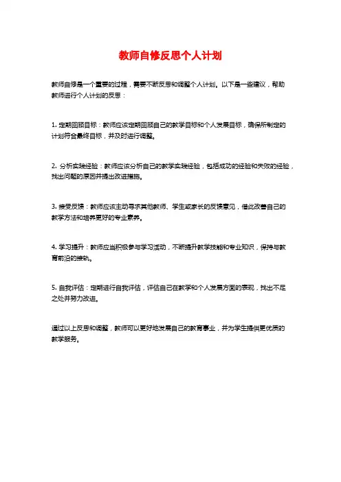 教师自修反思个人计划
