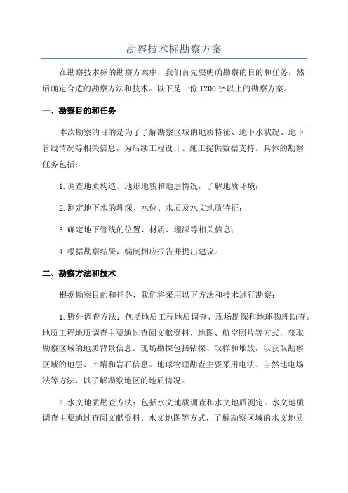 勘察技术标勘察方案
