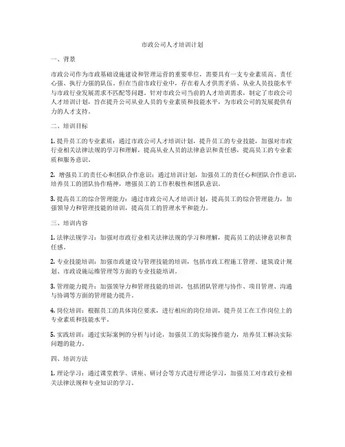 市政公司人才培训计划