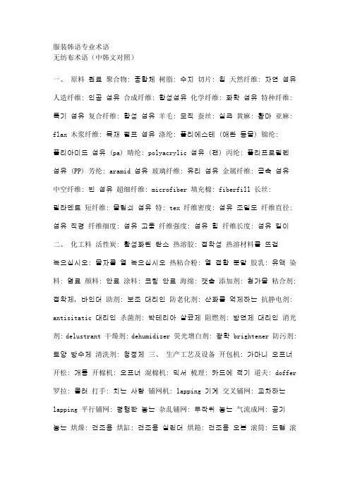 服装韩语专业术语