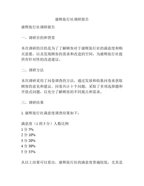 康辉旅行社调研报告