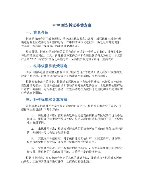2018西安拆迁补偿方案