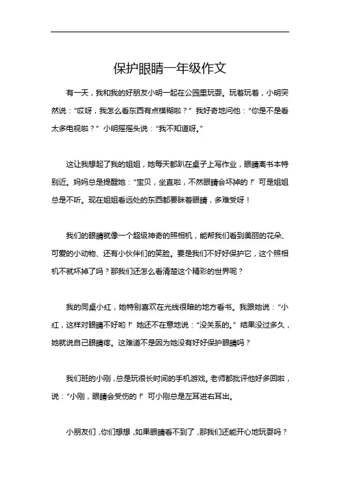 保护眼睛一年级作文
