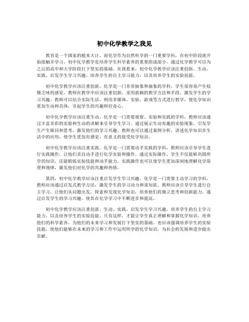 初中化学教学之我见