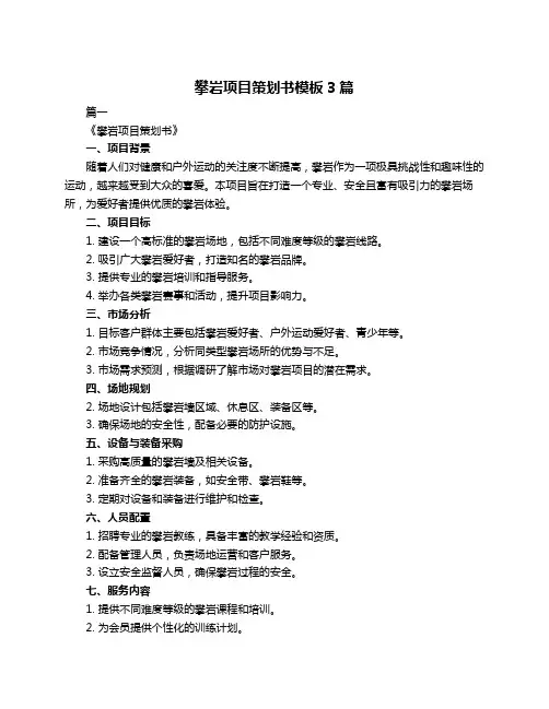攀岩项目策划书模板3篇