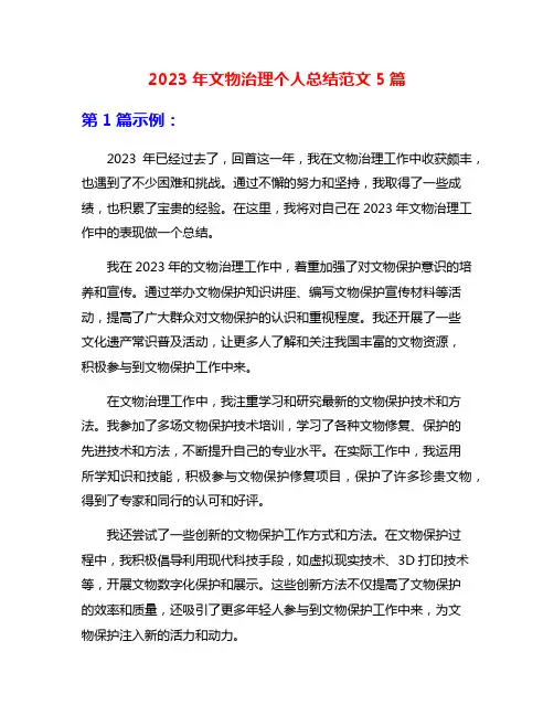 2023年文物治理个人总结范文5篇