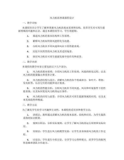 风力机原理课课程设计