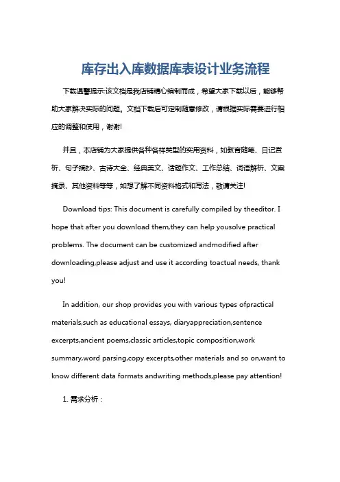 库存出入库数据库表设计业务流程