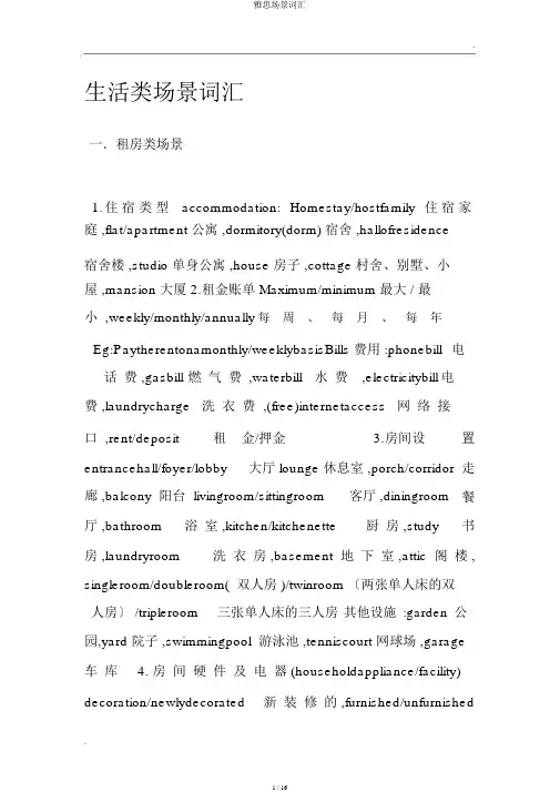 雅思场景词汇