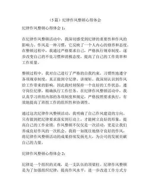 (5篇)纪律作风整顿心得体会