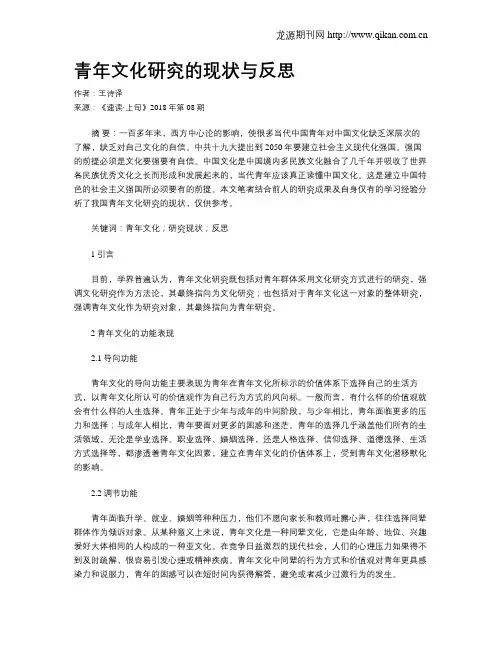 青年文化研究的现状与反思